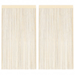 Zasłony sznurkowe, 2 sztuki, 140 x 250 cm, kremowe