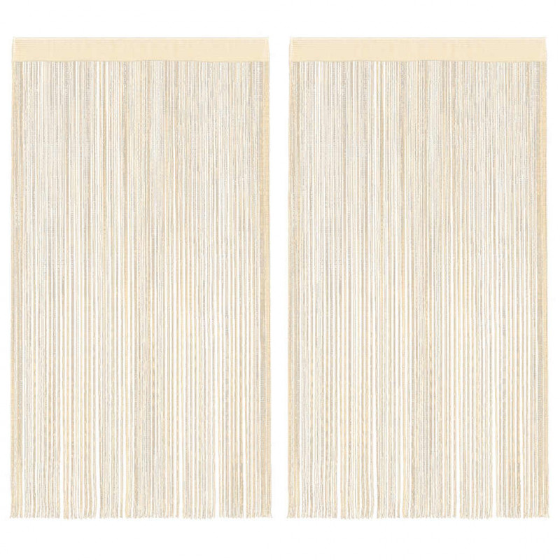 Zasłony sznurkowe, 2 sztuki, 140 x 250 cm, kremowe