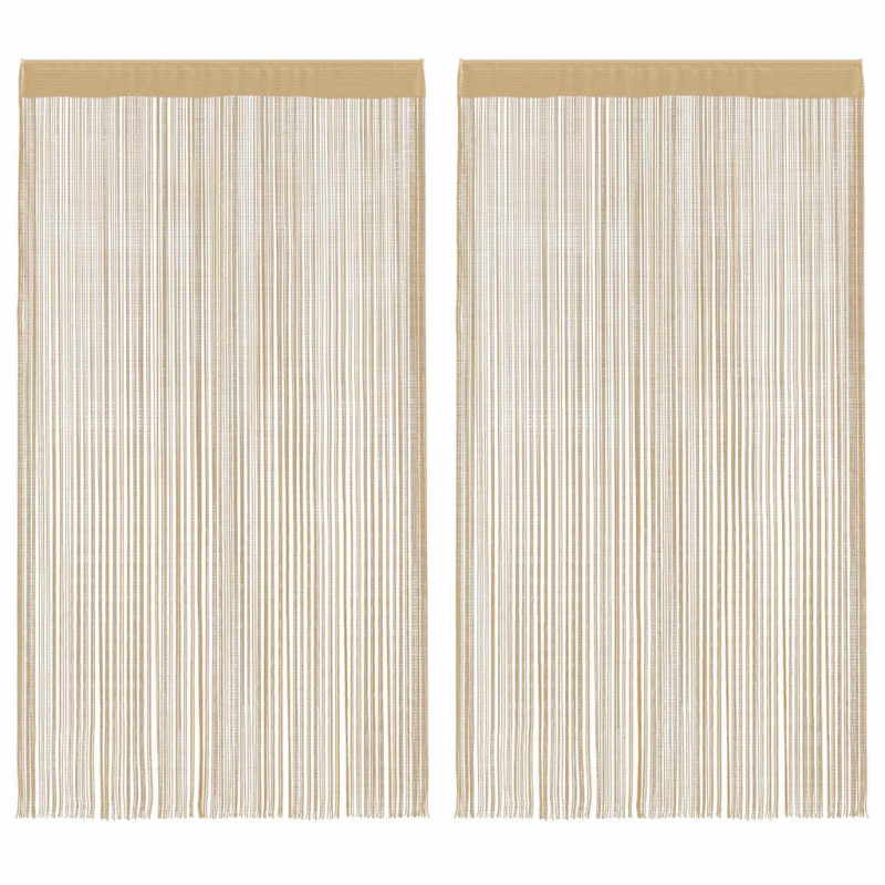 Zasłony sznurkowe, 2 sztuki, 100 x 250 cm, beżowe