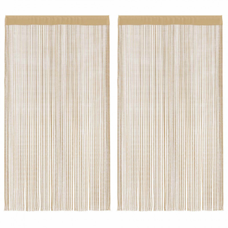Zasłony sznurkowe, 2 sztuki, 140 x 250 cm, beżowe
