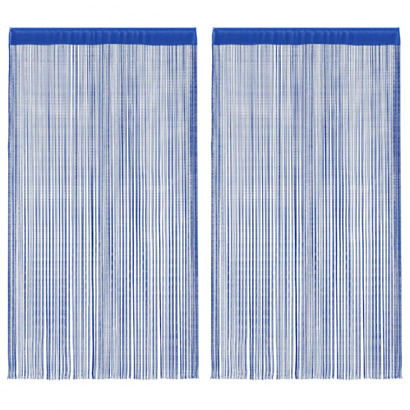 Zasłony sznurkowe, 2 sztuki, 100 x 250 cm, niebieskie