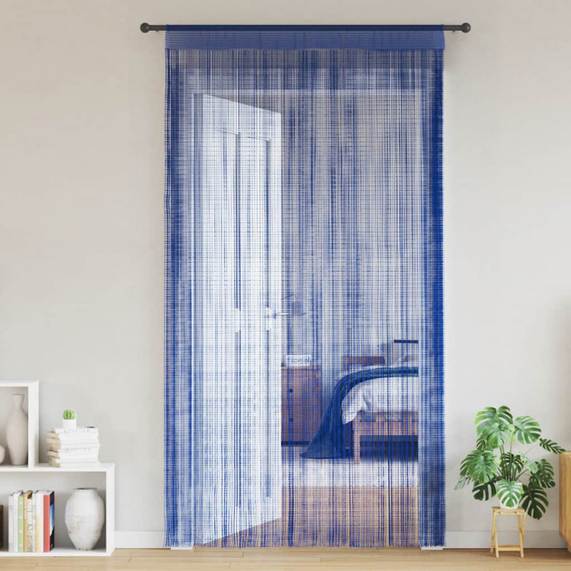 Zasłony sznurkowe, 2 sztuki, 100 x 250 cm, niebieskie