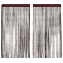 Zasłony sznurkowe, 2 sztuki, 100 x 250 cm, brązowe