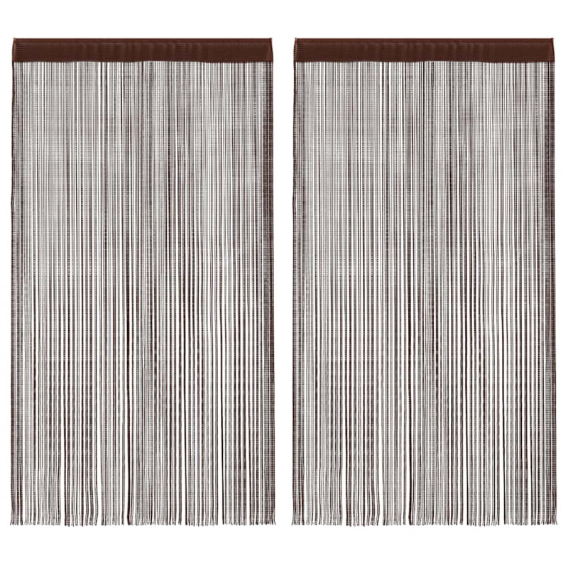 Zasłony sznurkowe, 2 sztuki, 100 x 250 cm, brązowe