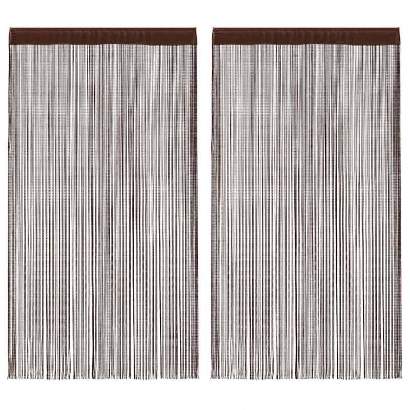 Zasłony sznurkowe, 2 sztuki, 140 x 250 cm, brązowe
