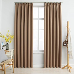 Zasłony zaciemniające z haczykami, 2 szt., taupe, 140x225 cm