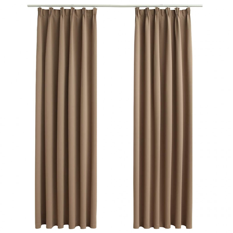 Zasłony zaciemniające z haczykami, 2 szt., taupe, 140x225 cm