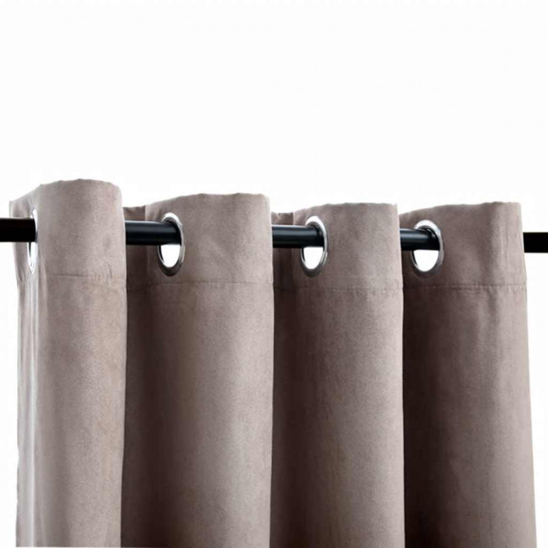 Zasłony zaciemniające z metalowymi kółkami, 2 szt., taupe