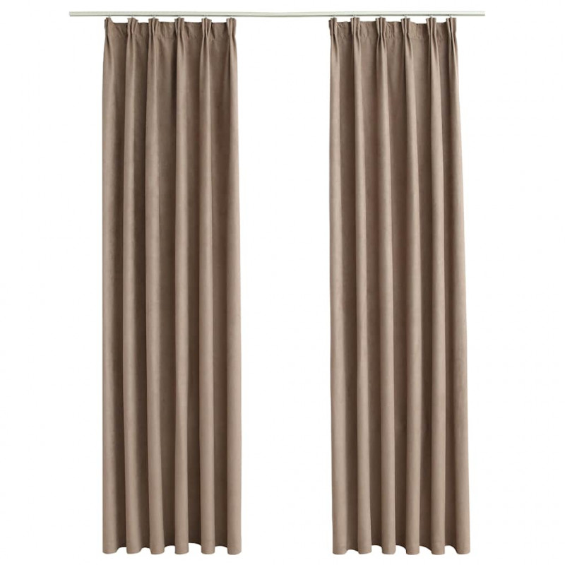 Zasłony zaciemniające z haczykami, 2 szt., taupe, 140x245 cm