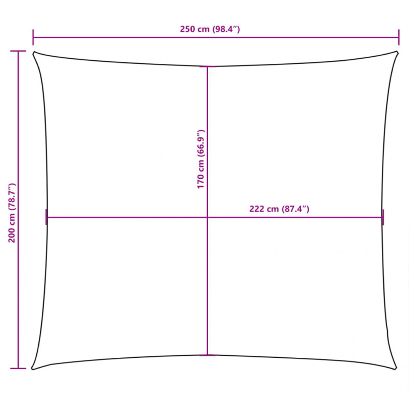Żagiel ogrodowy, tkanina Oxford, prostokąt, 2x2,5 m, antracyt