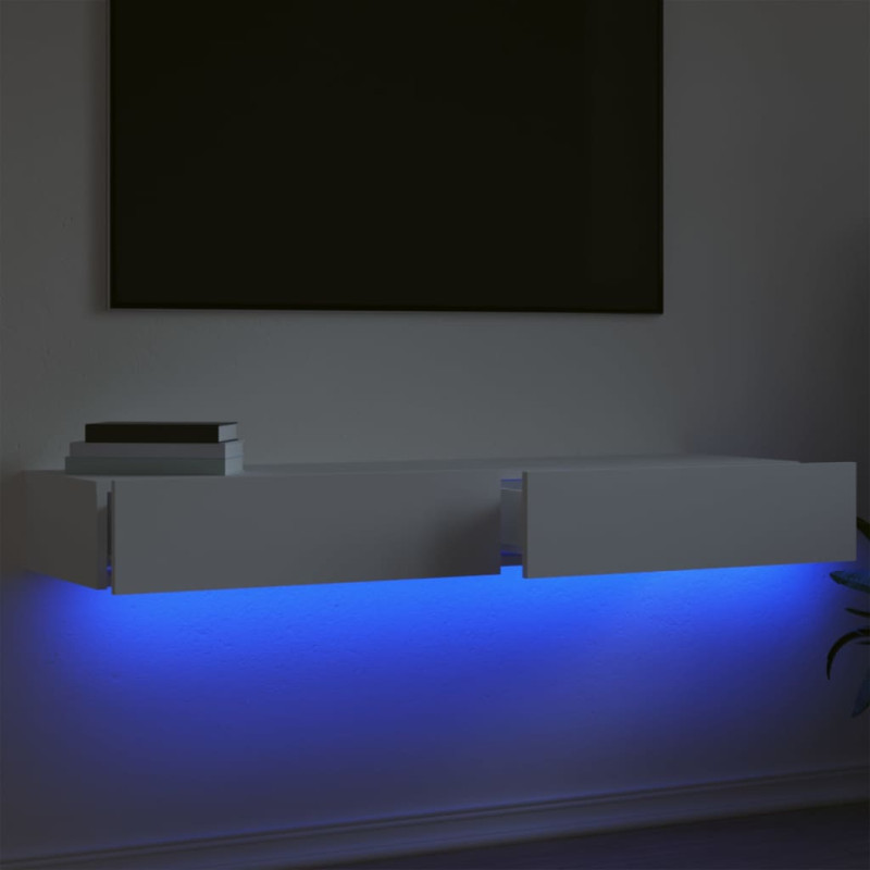 Szafki telewizyjne z LED, 2 szt., białe, 60x35x15,5 cm