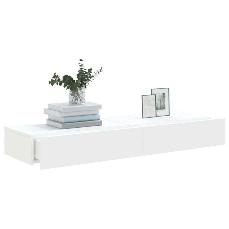 Szafki telewizyjne z LED, 2 szt., białe, 60x35x15,5 cm