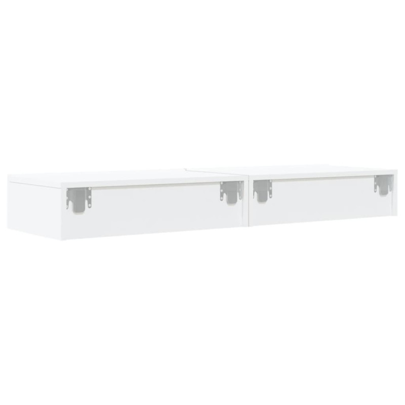 Szafki telewizyjne z LED, 2 szt., białe, 60x35x15,5 cm