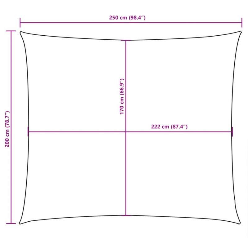 Prostokątny żagiel ogrodowy, tkanina Oxford, 2x2,5 m, taupe