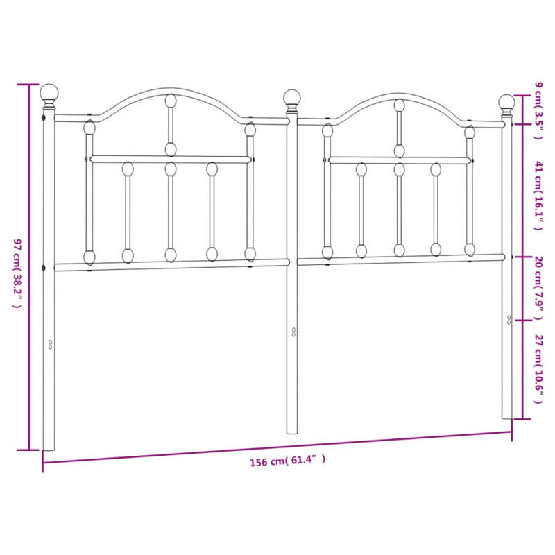 Metalowe wezgłowie, czarne, 150 cm