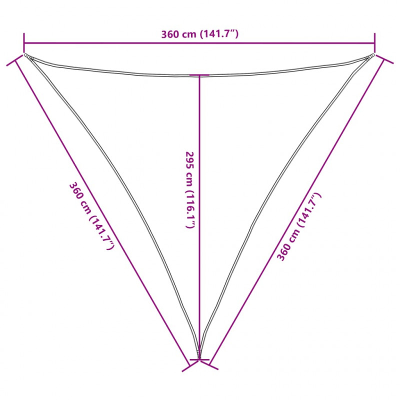 Trójkątny żagiel ogrodowy, tkanina Oxford, 3,6x3,6x3,6m, czarny
