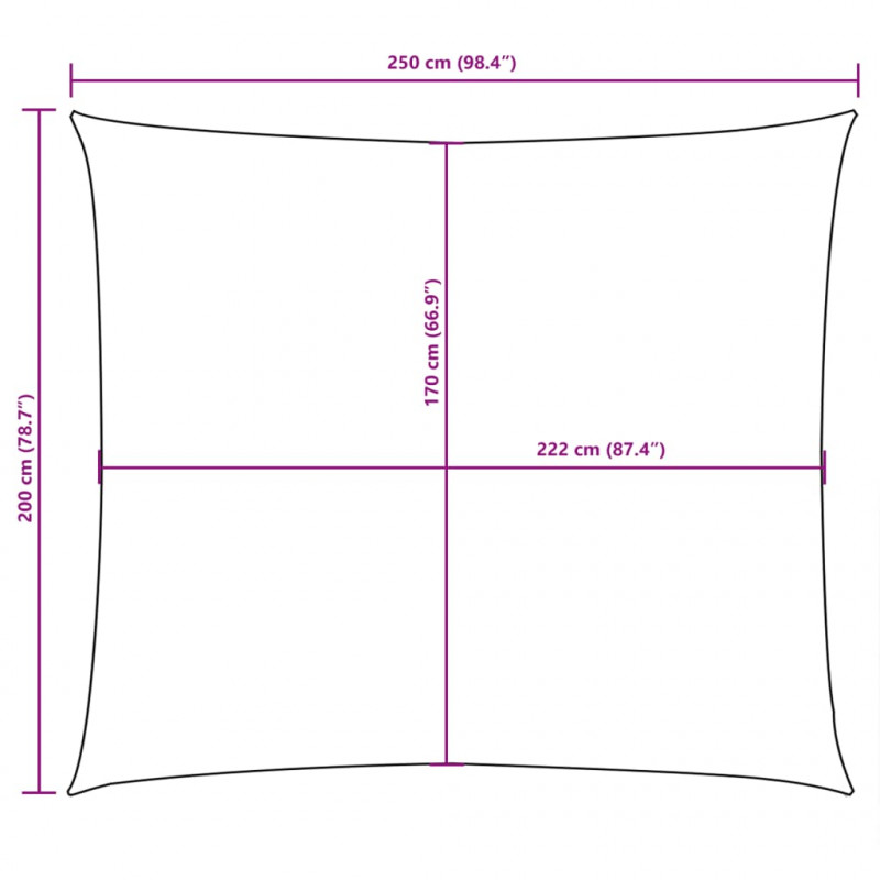 Prostokątny żagiel ogrodowy, tkanina Oxford, 2x2,5 m, brązowy