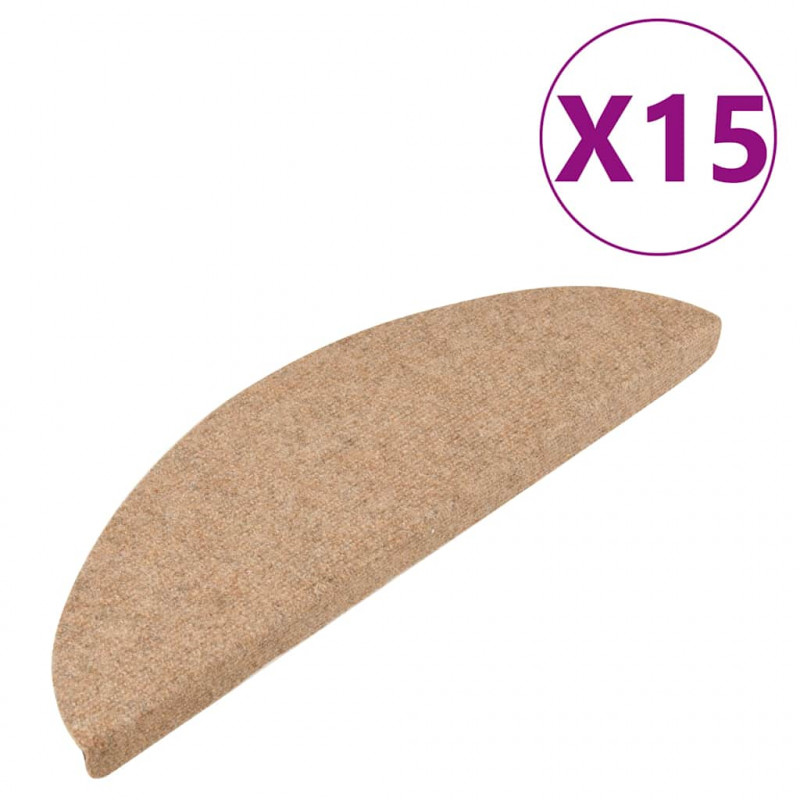 Samoprzylepne nakładki na schody, 15 szt., 56x17x3 cm, beżowe