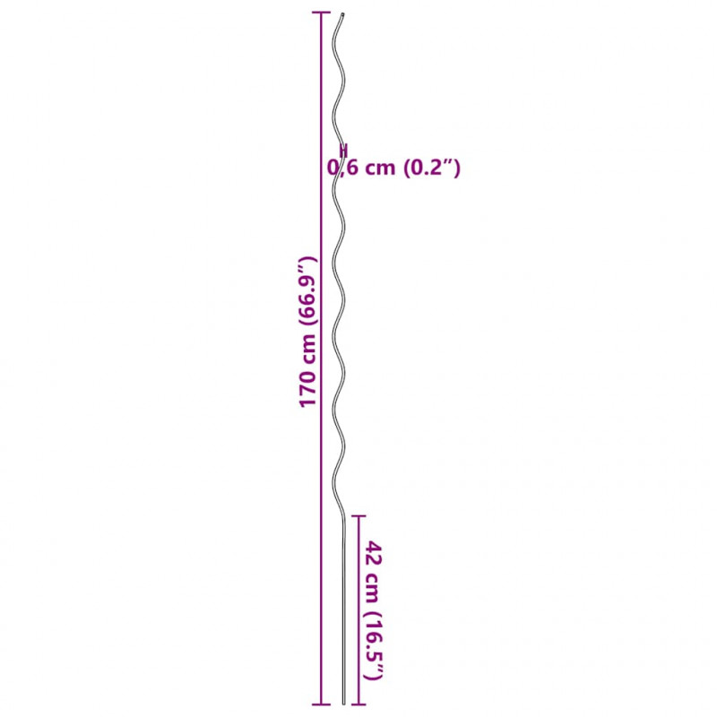 Spiralne podpórki do roślin, 50 szt, 170 cm, galwanizowana stal
