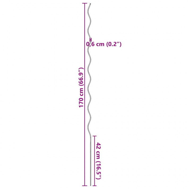 Spiralne podpórki do roślin, 20 szt, 170 cm, stal galwanizowana
