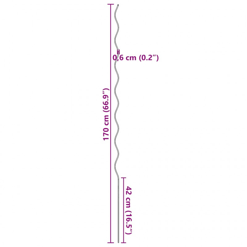 Spiralne podpórki do roślin, 5 szt., 170 cm, stal galwanizowana