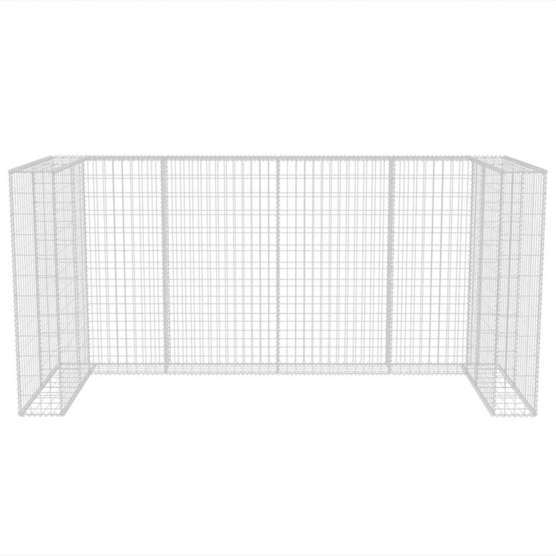 Gabion osłonowy na 3 kosze na śmieci, stalowy, 250x100x120 cm