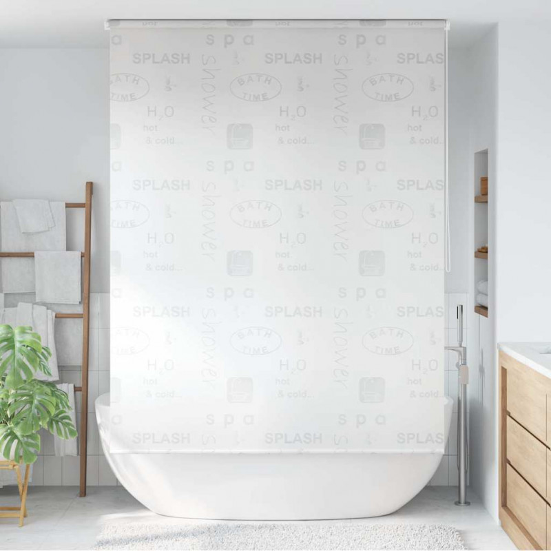 Roleta prysznicowa 140 x 240 cm, z napisami