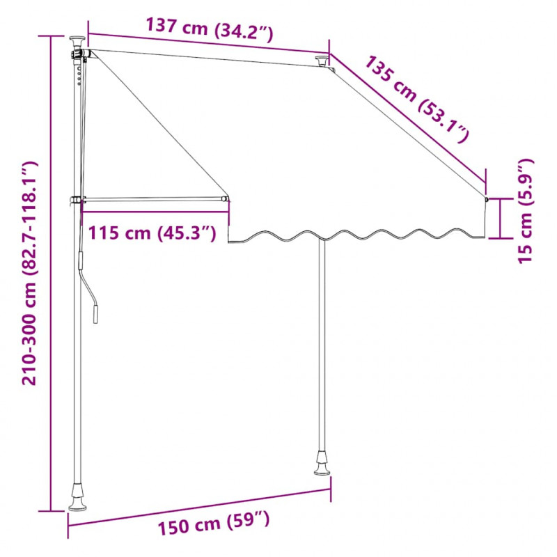Markiza zwijana ręcznie, 150 cm, antracytowa