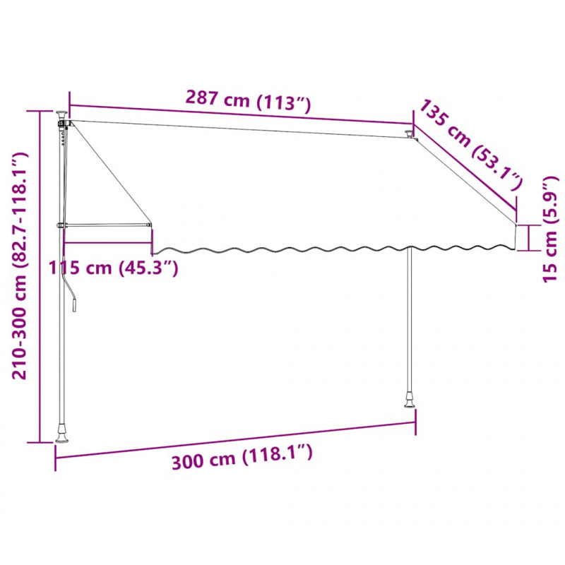 Markiza zwijana ręcznie, 300 cm, antracytowa