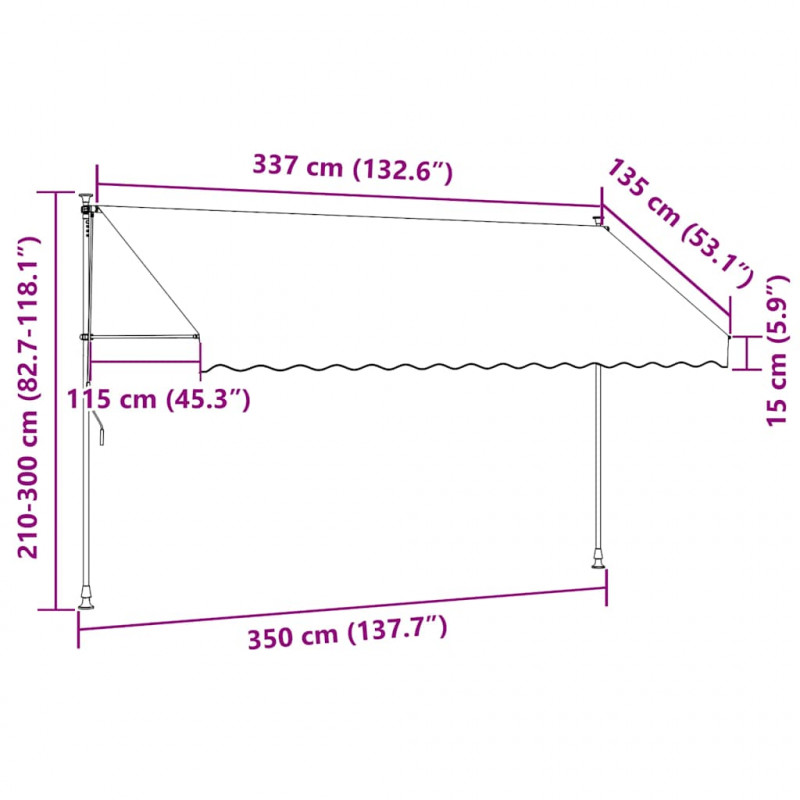 Markiza zwijana ręcznie, 350 cm, kremowa