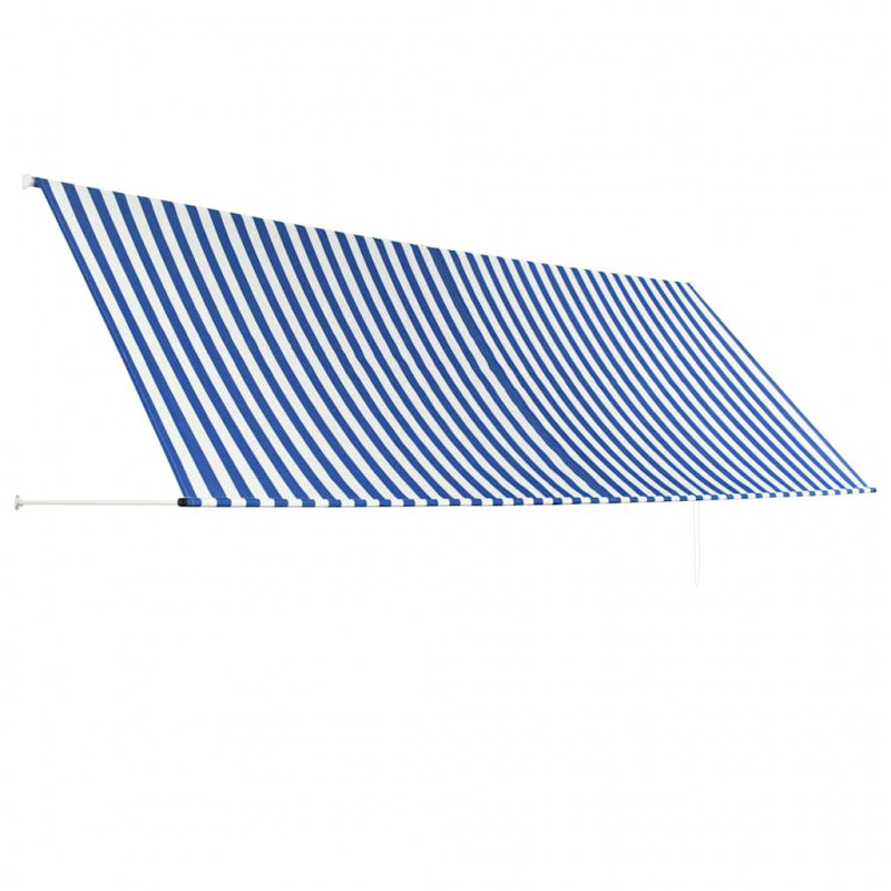 Markiza zwijana, 400 x 150 cm, biało-niebieska