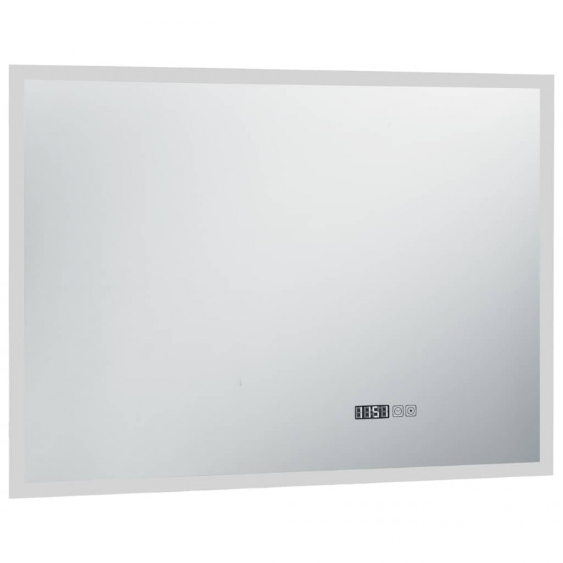 Lustro łazienkowe z LED, czujnikiem dotyku i zegarem, 100x60 cm