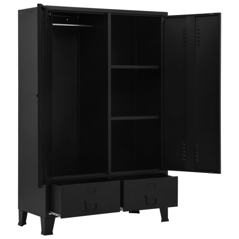 Szafa w stylu industrialnym, czarna, 90x40x140 cm, stal