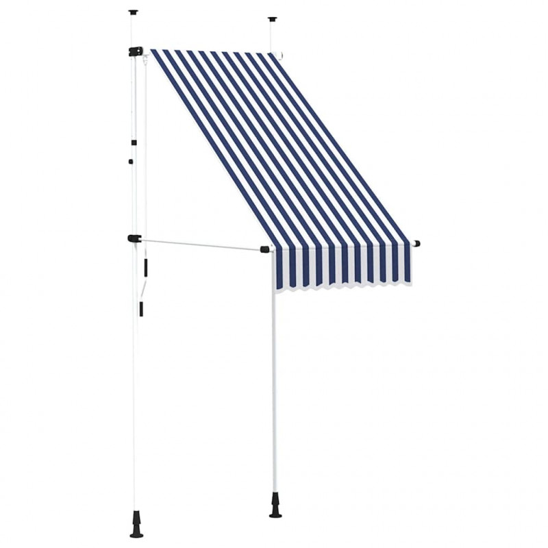 Markiza zwijana ręcznie, 100 cm, niebiesko-białe pasy