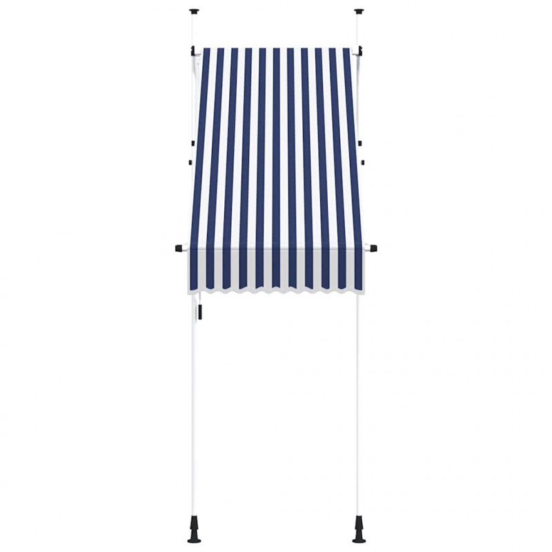 Markiza zwijana ręcznie, 100 cm, niebiesko-białe pasy