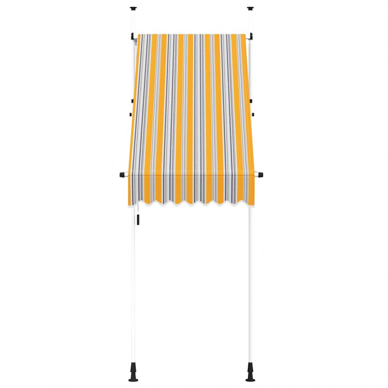 Markiza zwijana ręcznie, 100 cm, żółto-niebieskie pasy