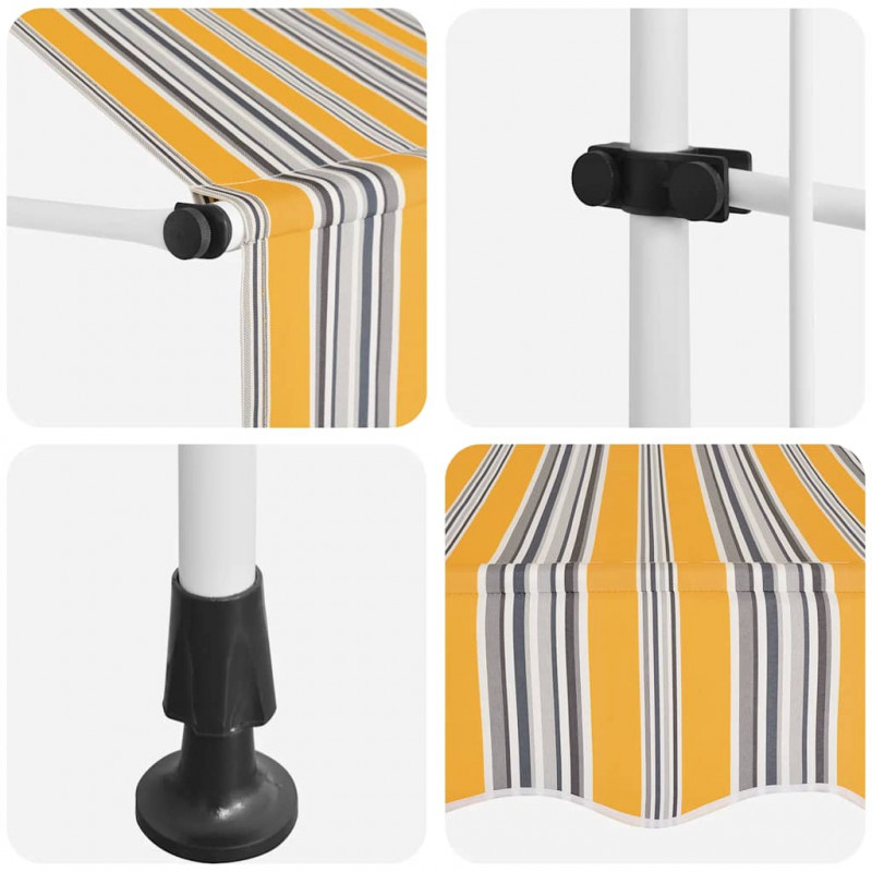 Markiza zwijana ręcznie, 100 cm, żółto-niebieskie pasy