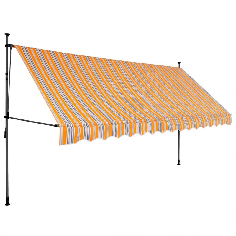 Ręcznie zwijana markiza z LED, 400 cm, żółto-niebieska