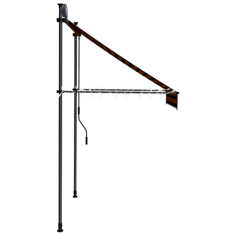 Ręcznie zwijana markiza z LED, 150 cm, pomarańczowo-brązowa