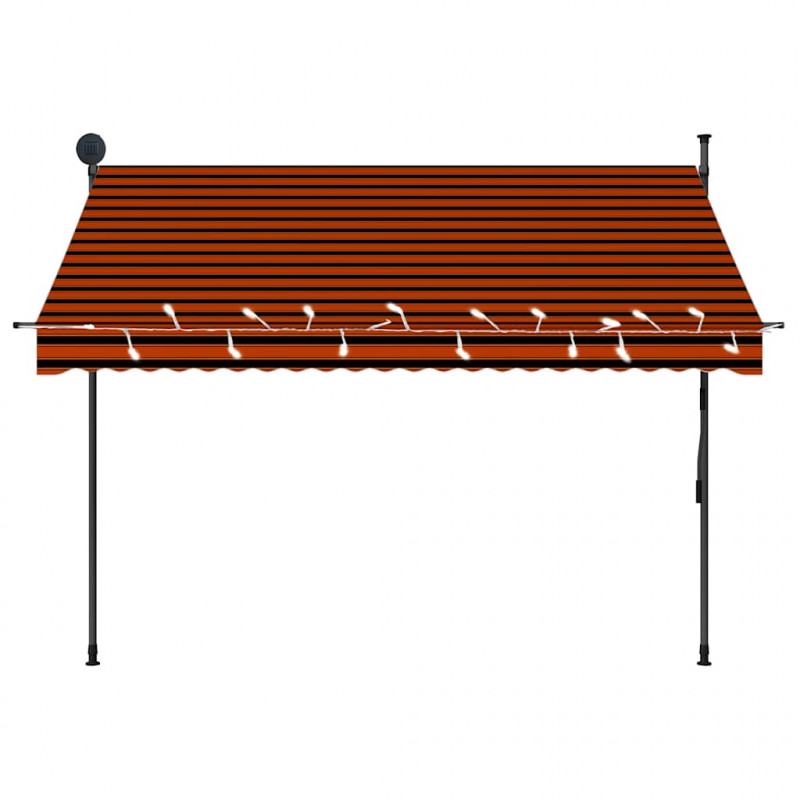 Ręcznie zwijana markiza z LED, 250 cm, pomarańczowo-brązowa