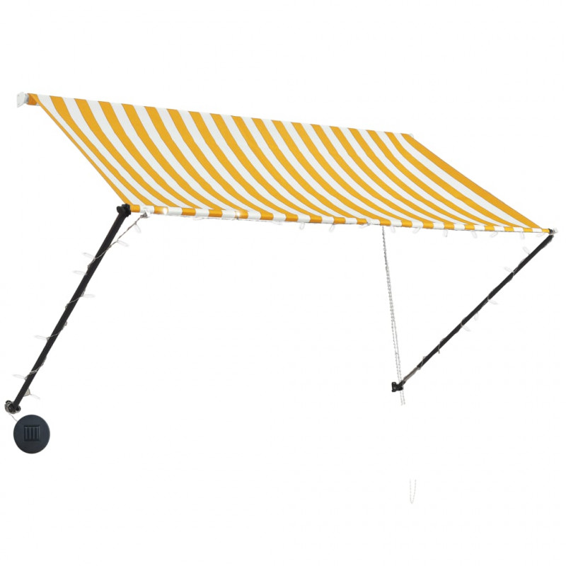 Markiza zwijana z LED, 250 x 150 cm, żółto-biała