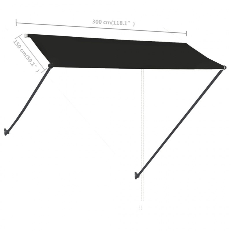 Markiza zwijana z LED, 300 x 150 cm, antracytowa