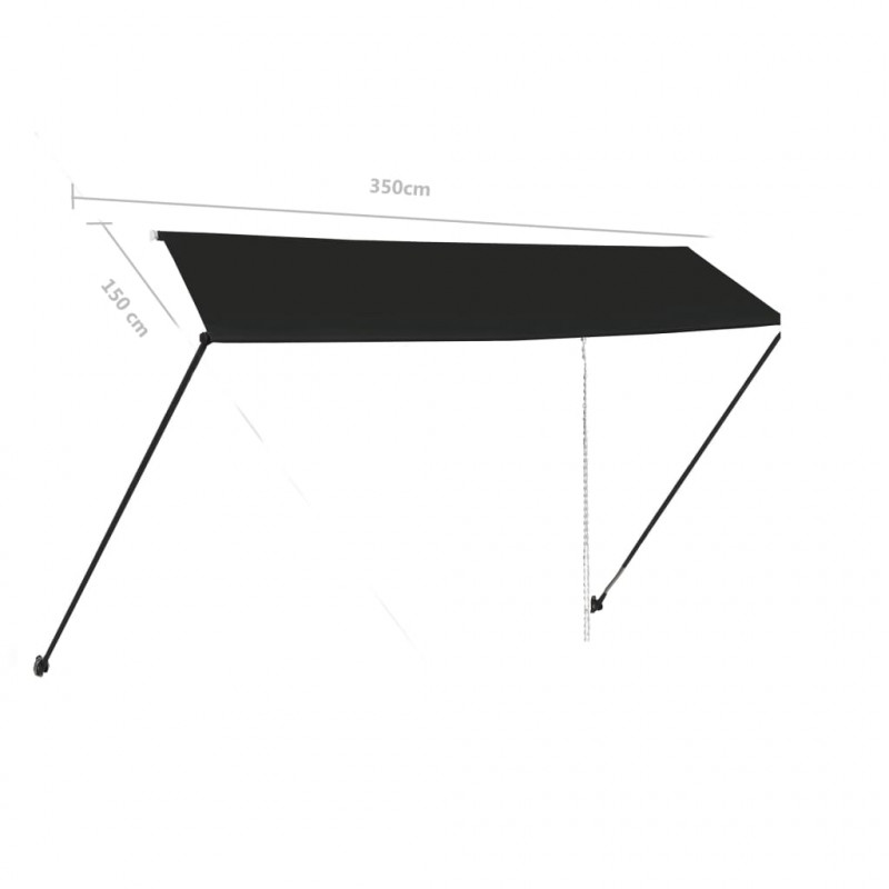 Markiza zwijana z LED, 350 x 150 cm, antracytowa