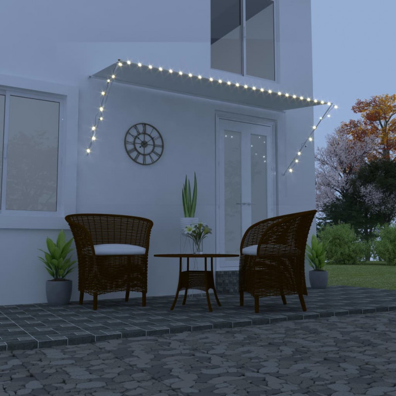Markiza zwijana z LED, 350 x 150 cm, kremowa