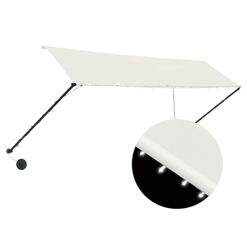 Markiza zwijana z LED, 350 x 150 cm, kremowa