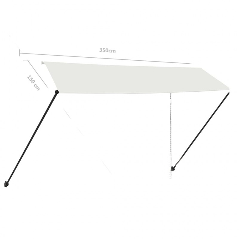 Markiza zwijana z LED, 350 x 150 cm, kremowa