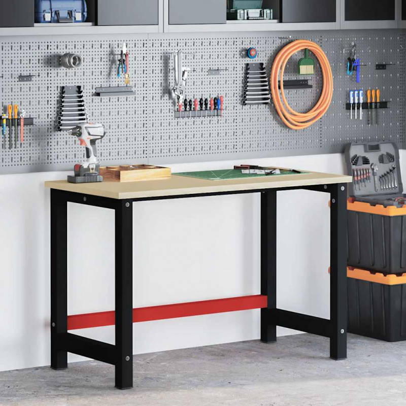 Metalowa rama pod blat roboczy, 120x57x79 cm, czarno-czerwona