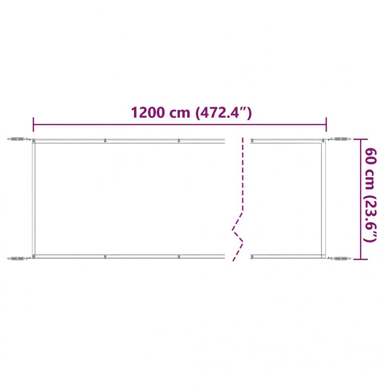 Markiza pionowa, terakota, 60x1200 cm, tkanina Oxford