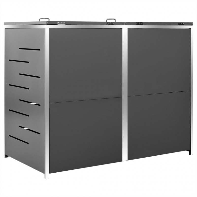 Osłona na 2 kosze na śmieci, 138x77,5x112,5 cm, stal nierdzewna