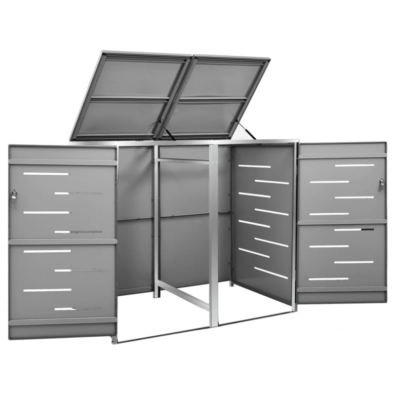 Osłona na 2 kosze na śmieci, 138x77,5x112,5 cm, stal nierdzewna